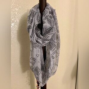 Tribal Print Infinity Scarf Sheer Gray